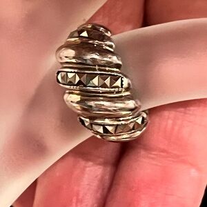 Size 5 Sterling Silver 925 and faceted marcasite ring